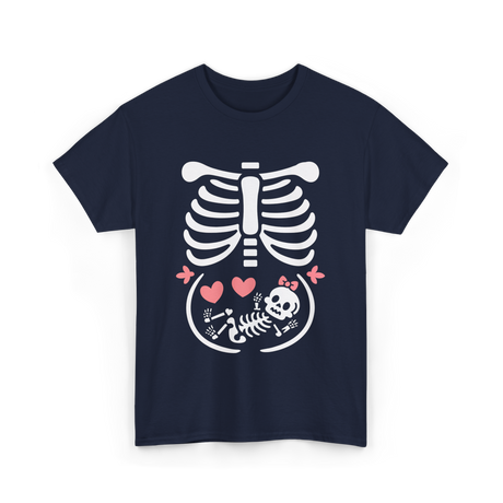 Maternity Skeleton Baby Halloween Skeleton T-Shirt - Navy