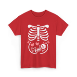 Maternity Skeleton Baby Halloween Skeleton T-Shirt - Red