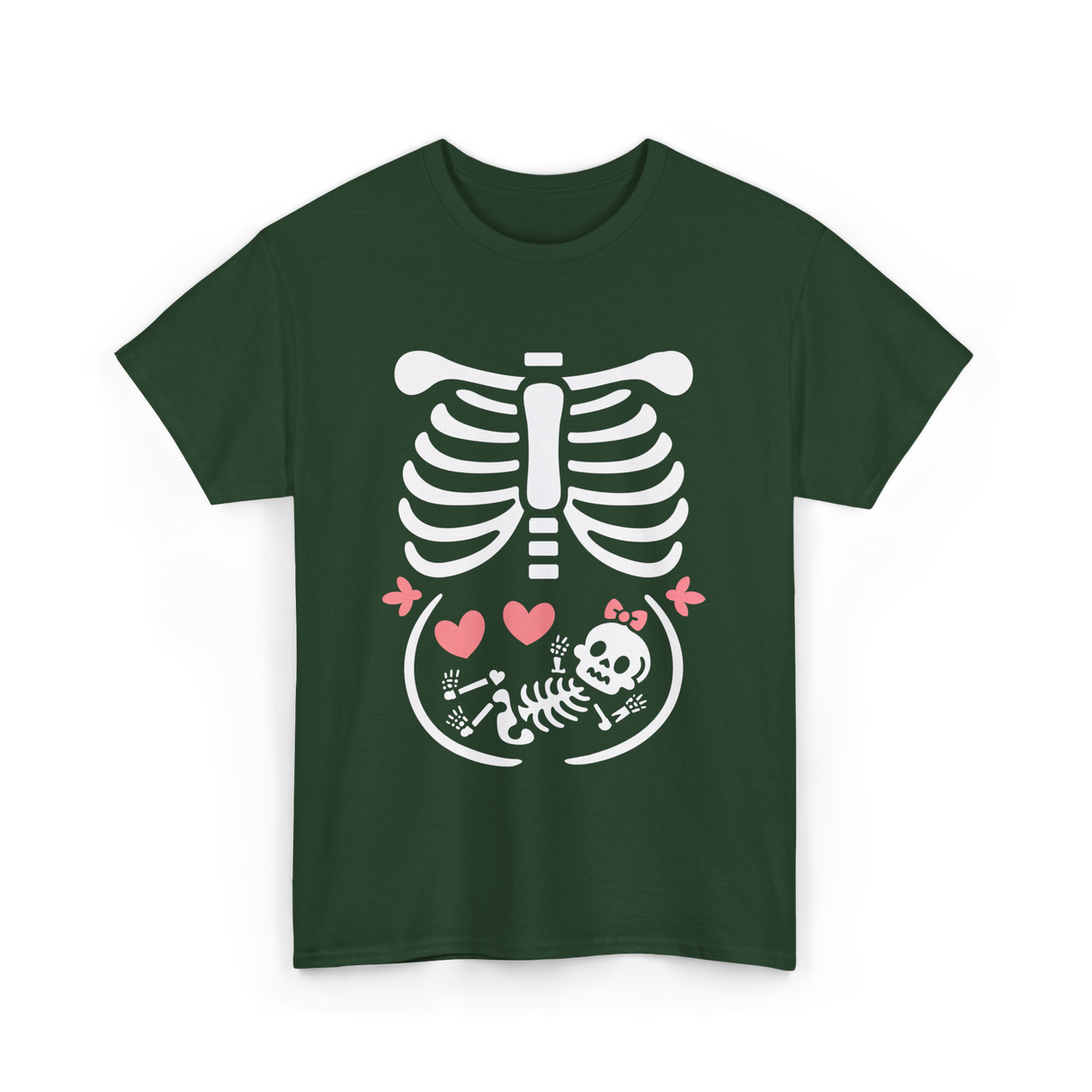 Maternity Skeleton Baby Halloween Skeleton T-Shirt - Forest Green