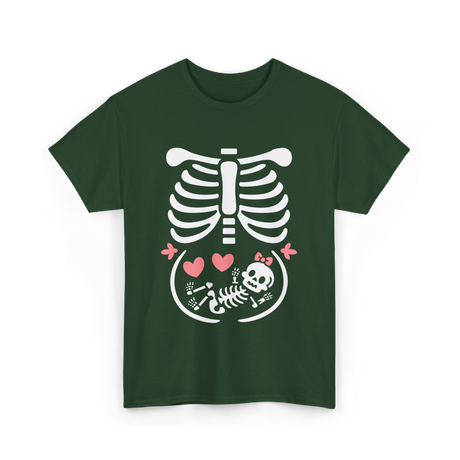 Maternity Skeleton Baby Halloween Skeleton T-Shirt - Forest Green