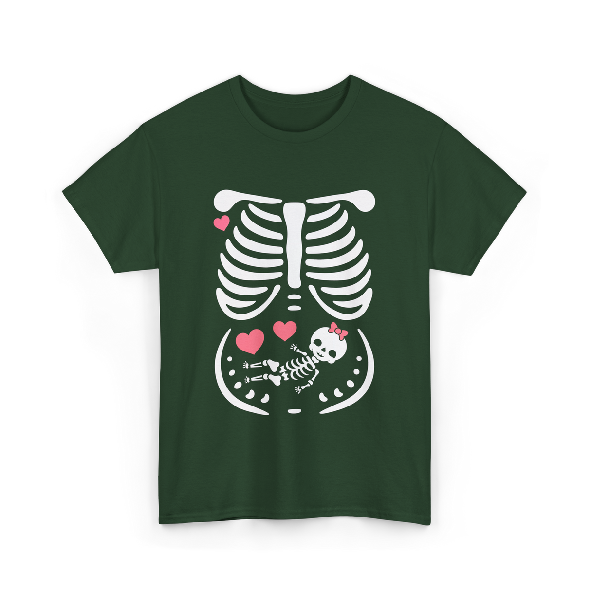 Maternity Skeleton Baby Love Pregnancy T-Shirt - Forest Green