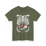 Maternity Skeleton Baby Love Pregnancy T-Shirt - Military Green