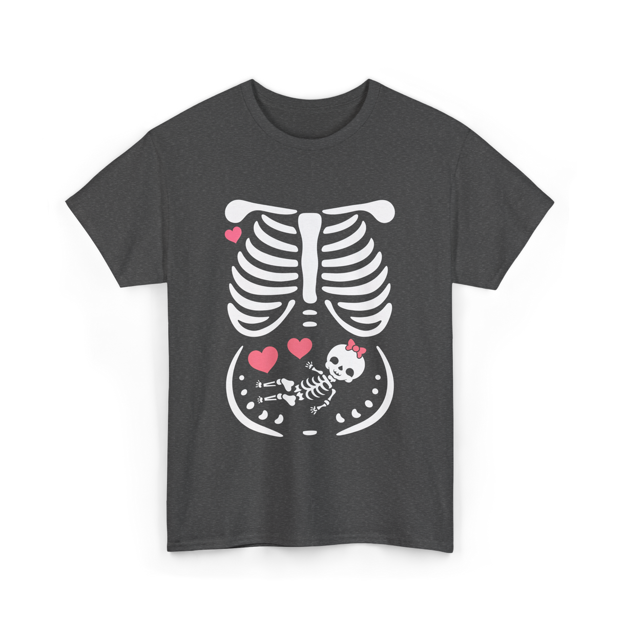 Maternity Skeleton Baby Love Pregnancy T-Shirt - Dark Heather