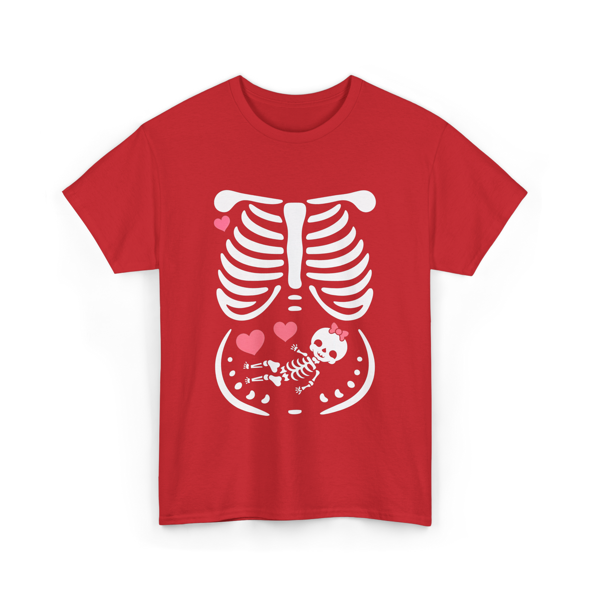 Maternity Skeleton Baby Love Pregnancy T-Shirt - Red