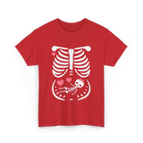 Maternity Skeleton Baby Love Pregnancy T-Shirt - Red