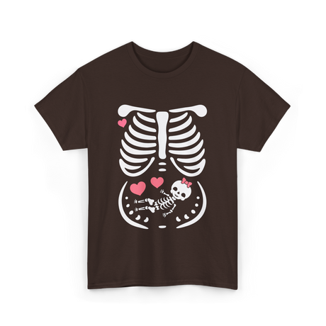 Maternity Skeleton Baby Love Pregnancy T-Shirt - Dark Chocolate