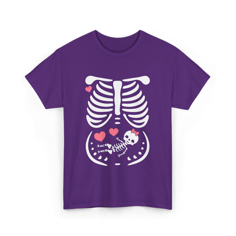 Maternity Skeleton Baby Love Pregnancy T-Shirt - Purple