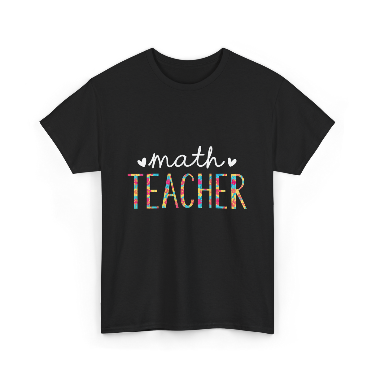 Math Teacher Floral Teacher T-Shirt - Black