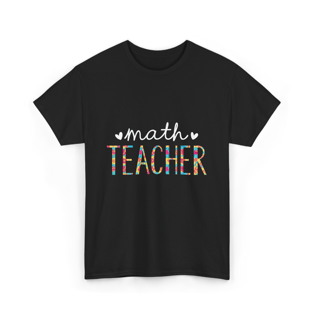 Math Teacher Floral Teacher T-Shirt - Black