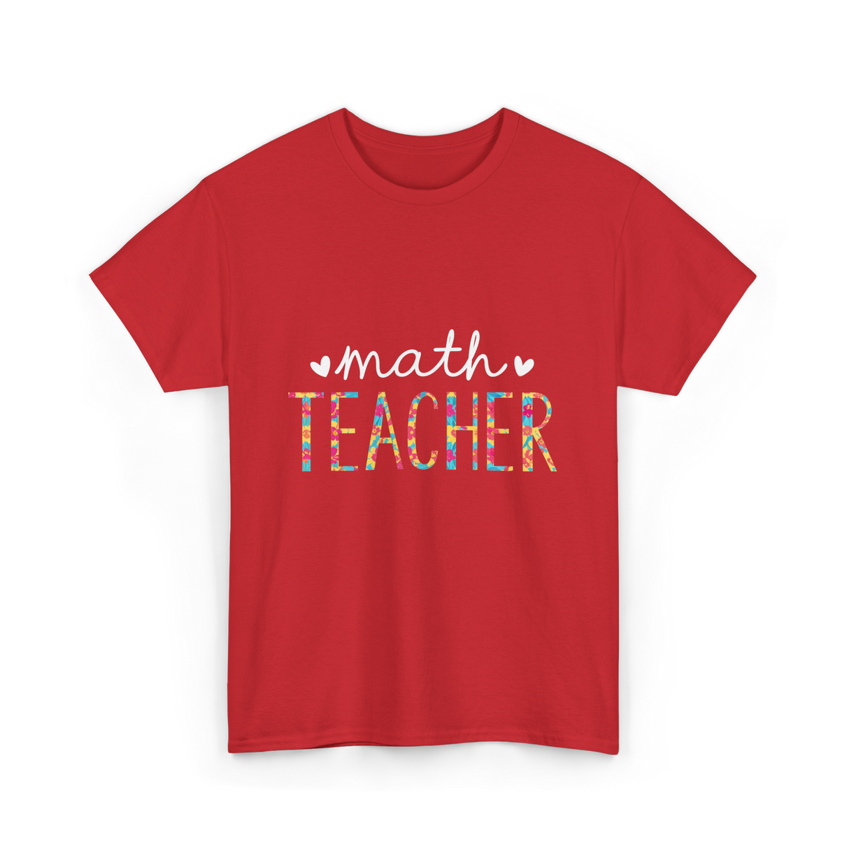 Math Teacher Floral Teacher T-Shirt - Red