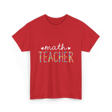 Math Teacher Floral Teacher T-Shirt - Red