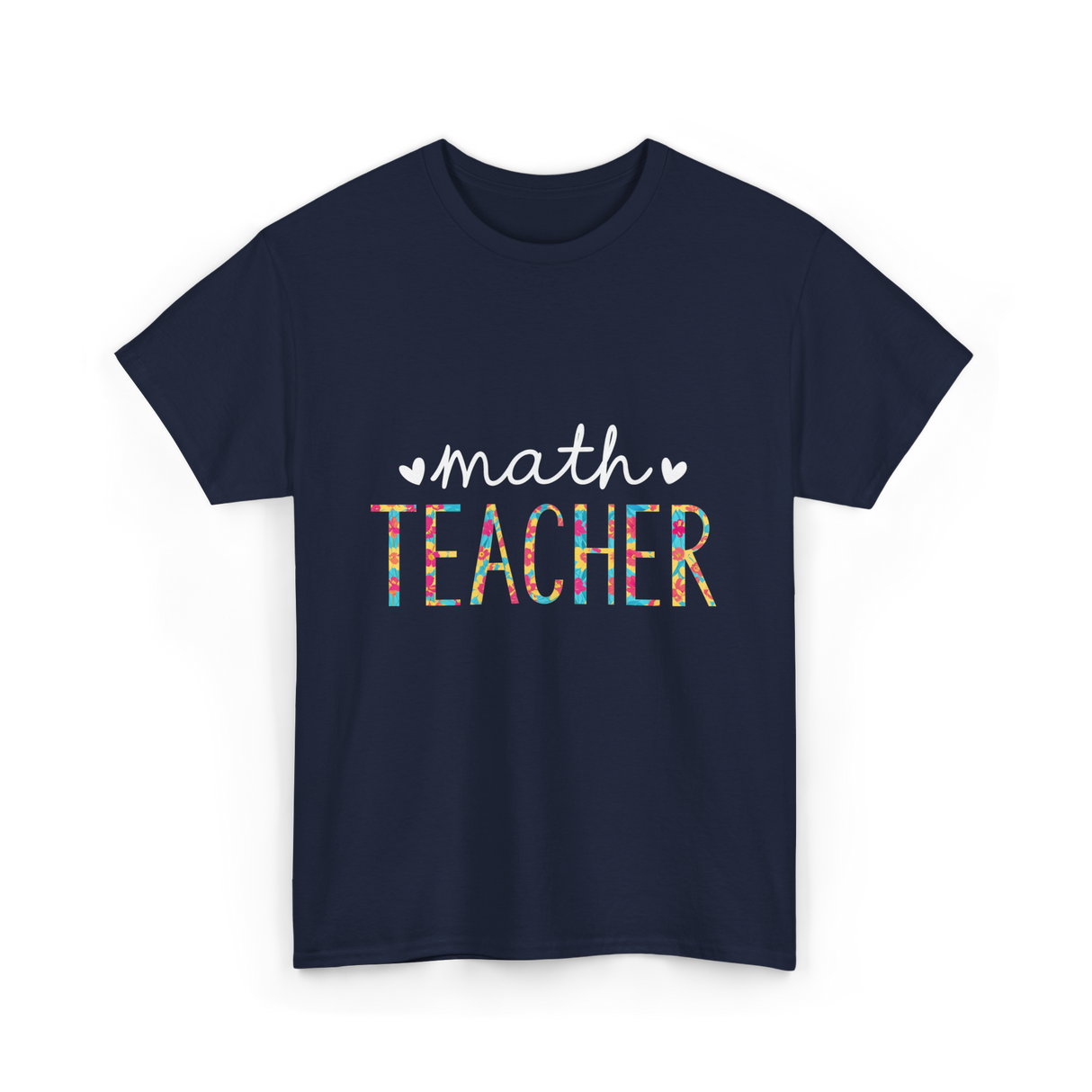 Math Teacher Floral Teacher T-Shirt - Navy