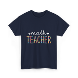 Math Teacher Floral Teacher T-Shirt - Navy