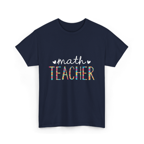 Math Teacher Floral Teacher T-Shirt - Navy