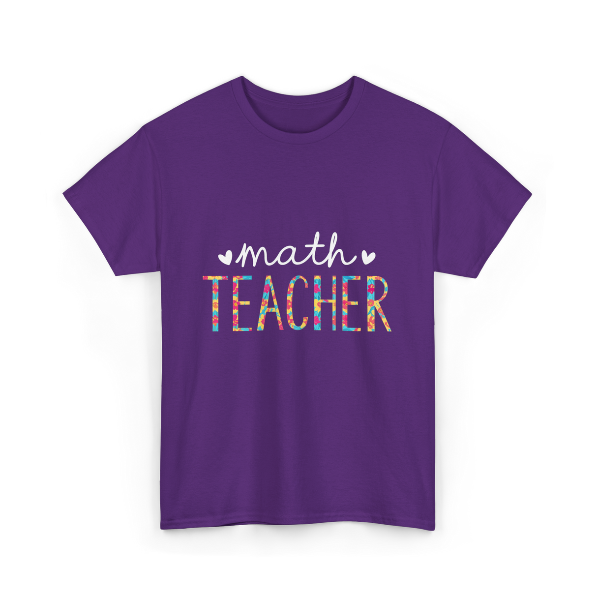 Math Teacher Floral Teacher T-Shirt - Purple