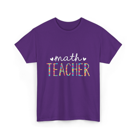 Math Teacher Floral Teacher T-Shirt - Purple