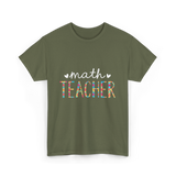 Math Teacher Floral Teacher T-Shirt - Military Green