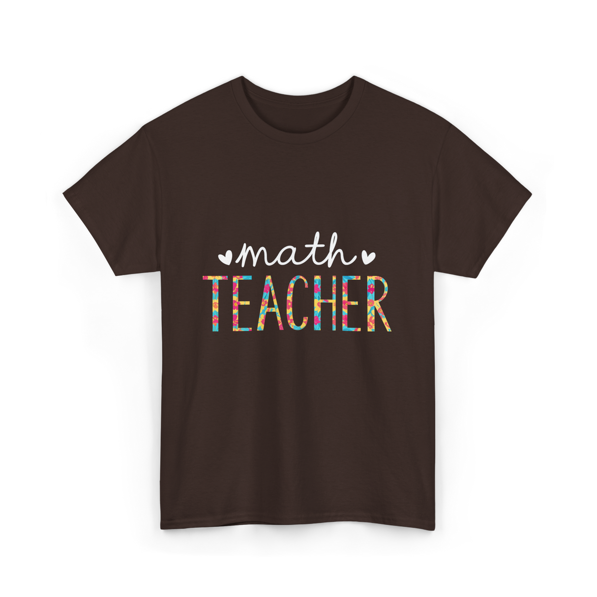 Math Teacher Floral Teacher T-Shirt - Dark Chocolate