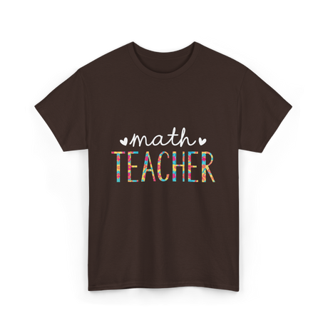 Math Teacher Floral Teacher T-Shirt - Dark Chocolate