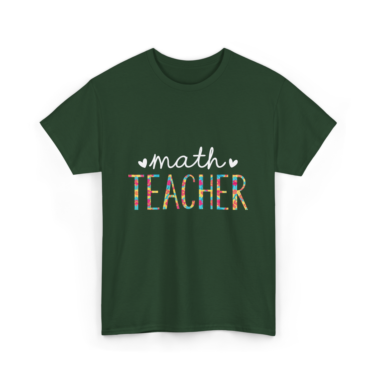 Math Teacher Floral Teacher T-Shirt - Forest Green