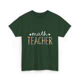 Math Teacher Floral Teacher T-Shirt - Forest Green