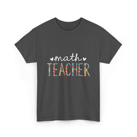 Math Teacher Floral Teacher T-Shirt - Dark Heather