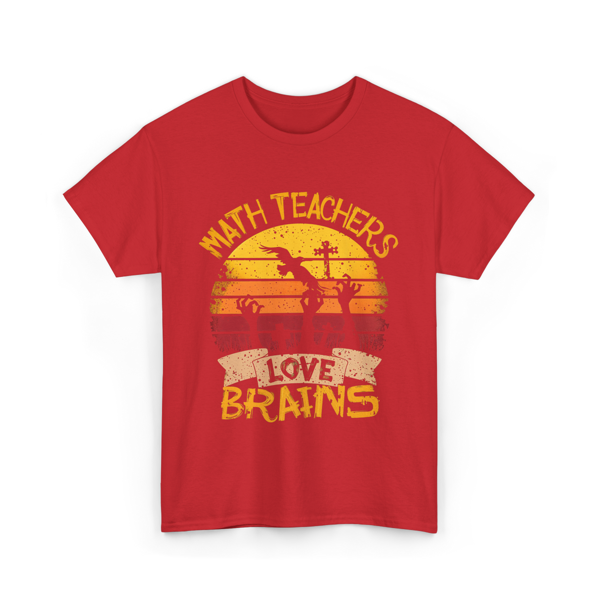 Math Teachers Love Brains Education T-Shirt - Red