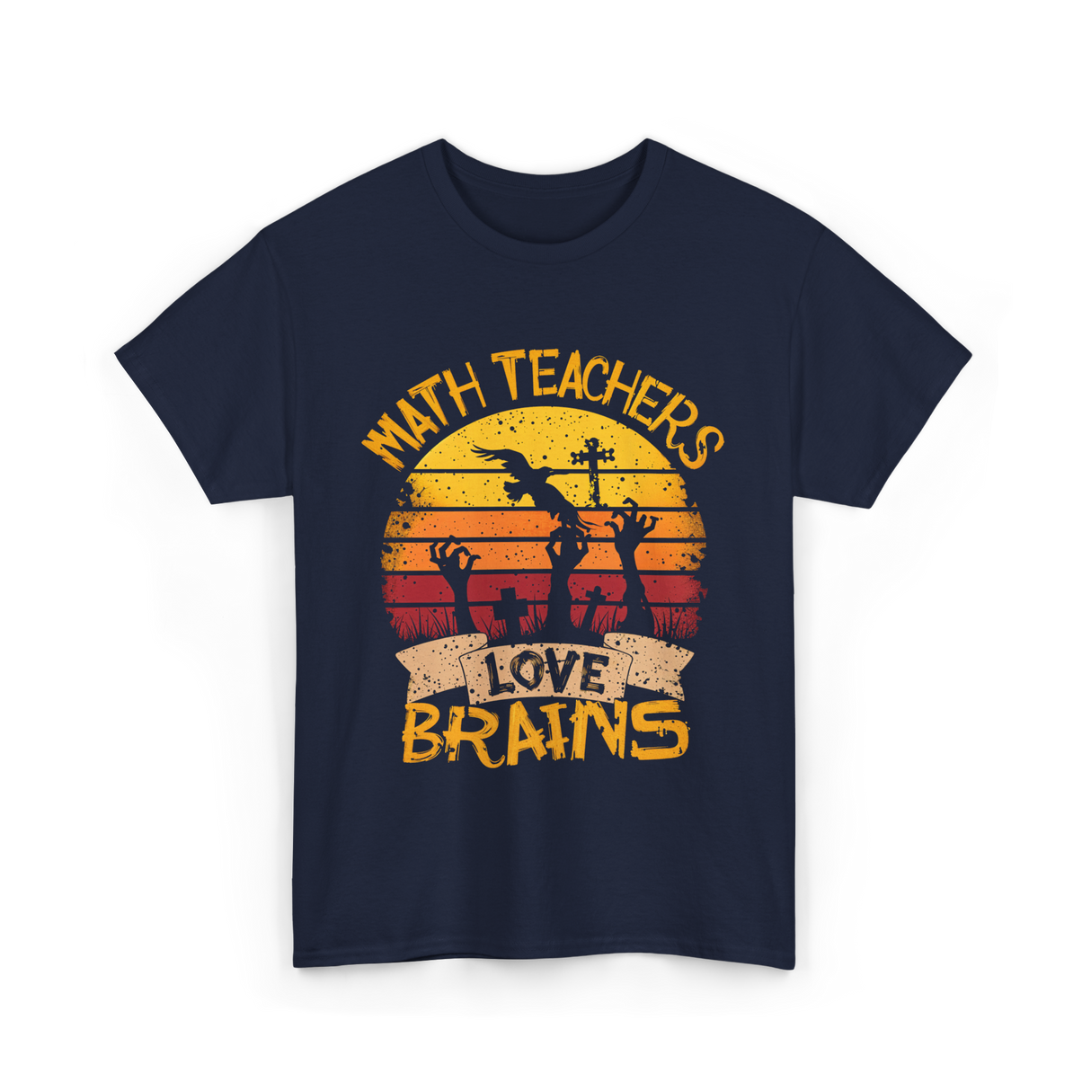 Math Teachers Love Brains Education T-Shirt - Navy