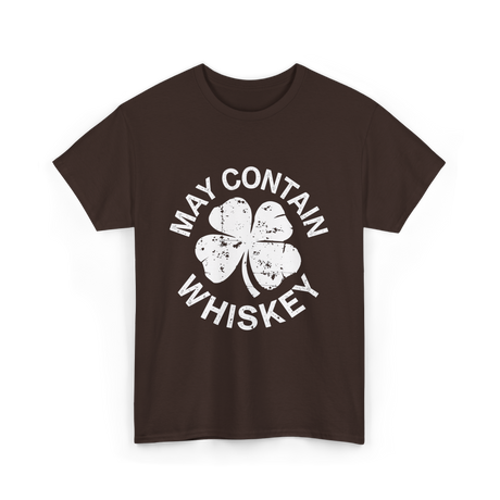 May Contain Whiskey Shamrock T-Shirt - Dark Chocolate