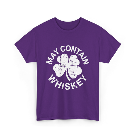 May Contain Whiskey Shamrock T-Shirt - Purple