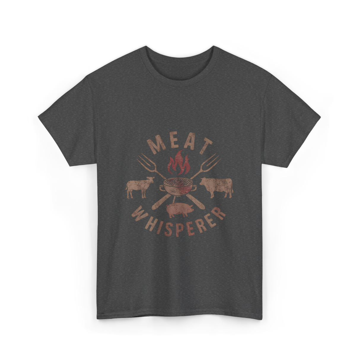 Meat Whisperer Grilling BBQ T-Shirt - Dark Heather