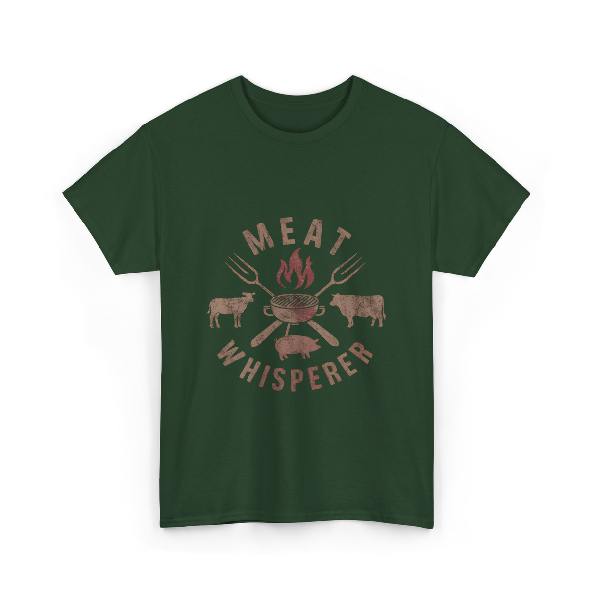 Meat Whisperer Grilling BBQ T-Shirt - Forest Green