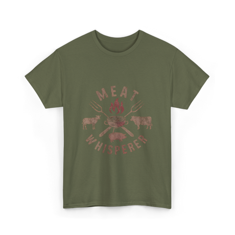 Meat Whisperer Grilling BBQ T-Shirt - Military Green