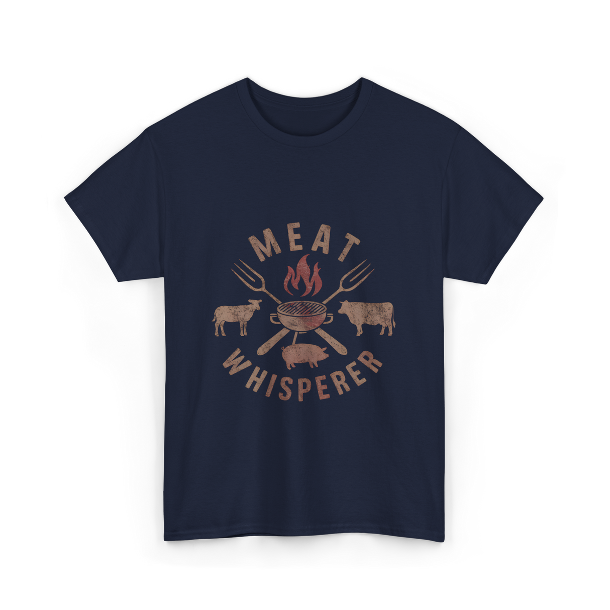 Meat Whisperer Grilling BBQ T-Shirt - Navy