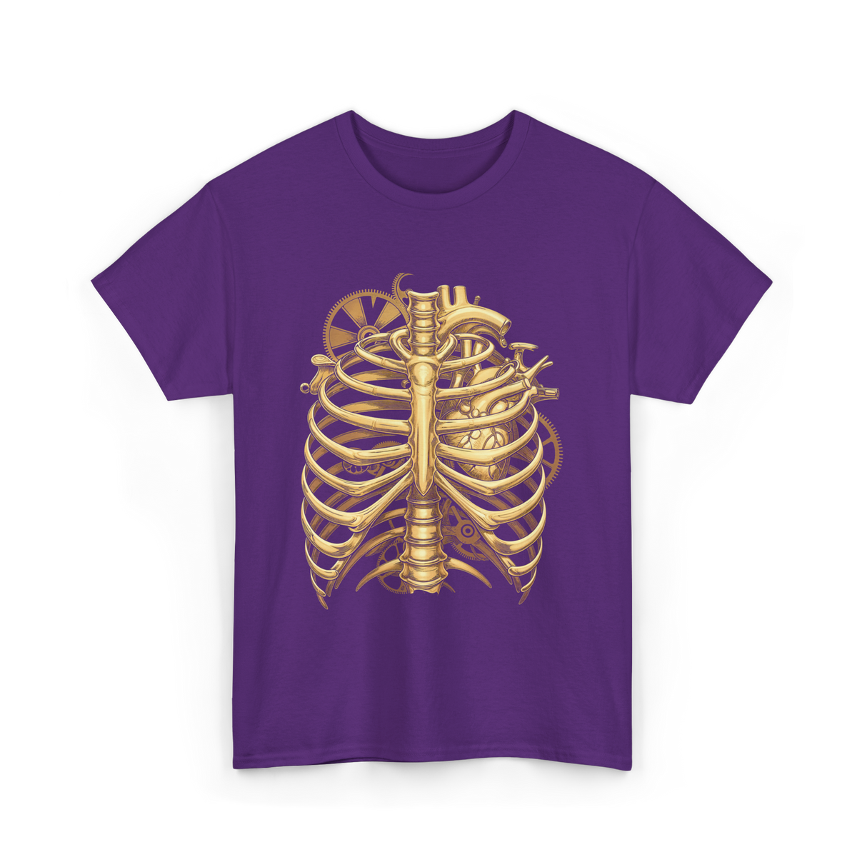 Mechanical Heart Rib Cage Anatomy T-Shirt - Purple