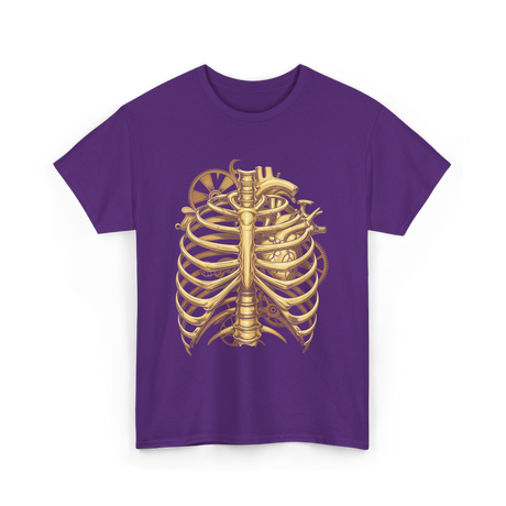 Mechanical Heart Rib Cage Anatomy T-Shirt - Purple