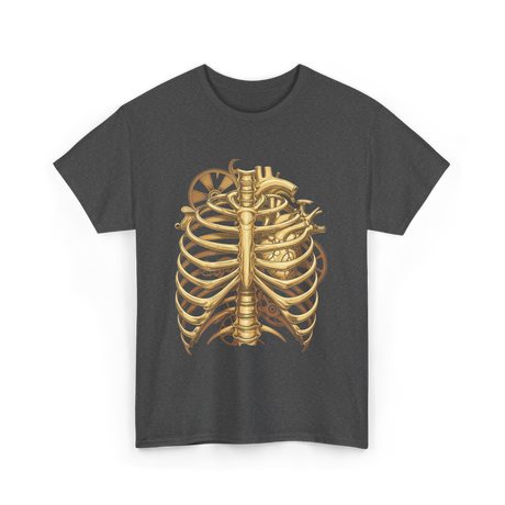 Mechanical Heart Rib Cage Anatomy T-Shirt - Dark Heather