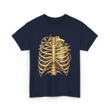 Mechanical Heart Rib Cage Anatomy T-Shirt - Navy