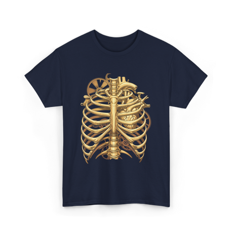 Mechanical Heart Rib Cage Anatomy T-Shirt - Navy