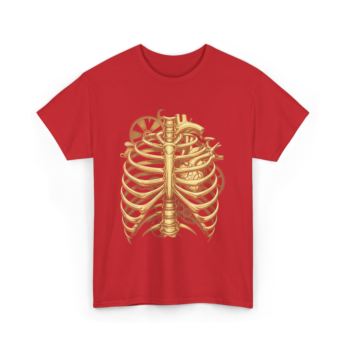 Mechanical Heart Rib Cage Anatomy T-Shirt - Red