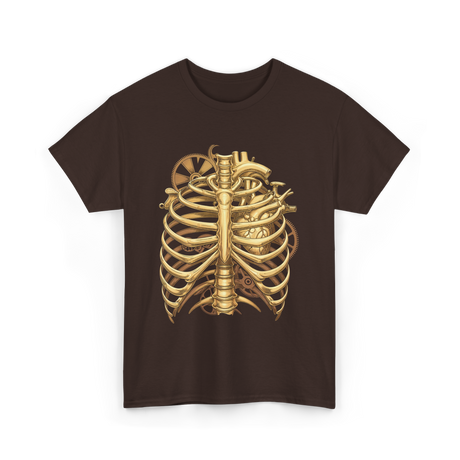 Mechanical Heart Rib Cage Anatomy T-Shirt - Dark Chocolate