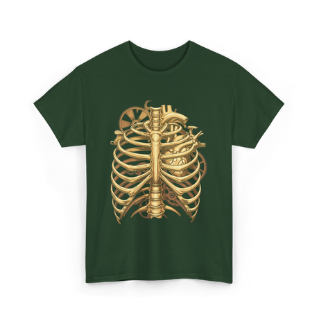 Mechanical Heart Rib Cage Anatomy T-Shirt - Forest Green