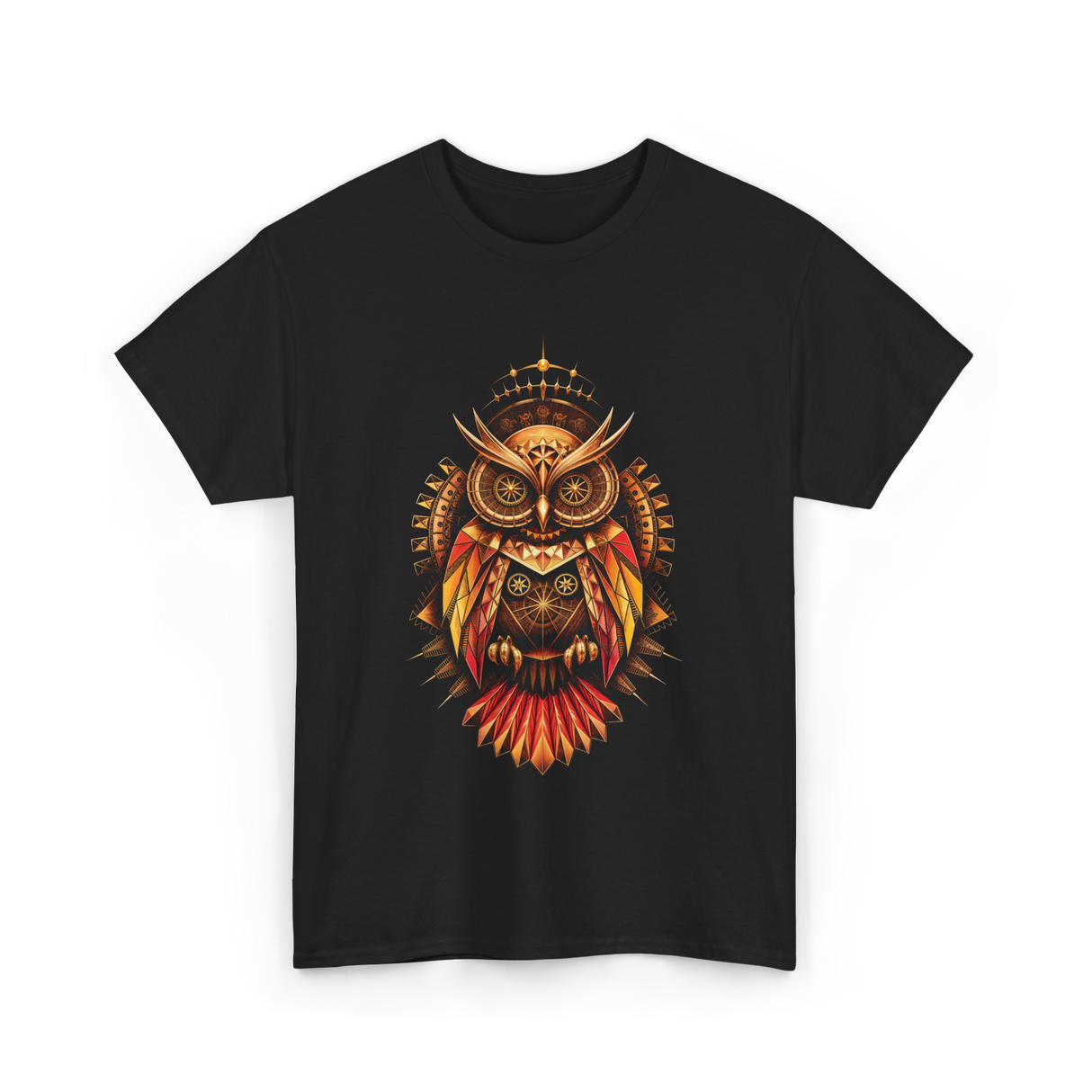 Mechanical Steampunk Owl Art T-Shirt - Black