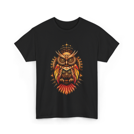 Mechanical Steampunk Owl Art T-Shirt - Black