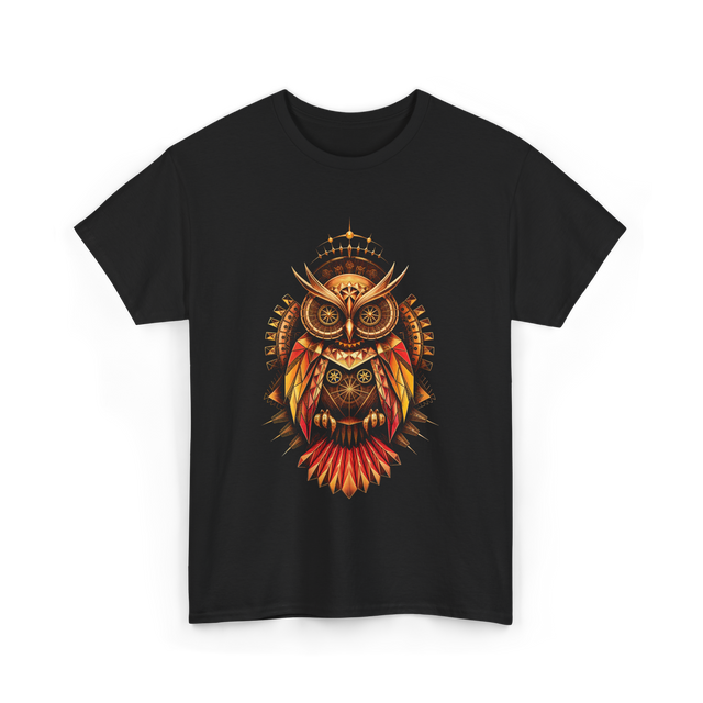 Mechanical Steampunk Owl Art T-Shirt - Black