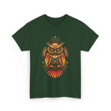 Mechanical Steampunk Owl Art T-Shirt - Forest Green