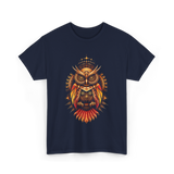 Mechanical Steampunk Owl Art T-Shirt - Navy