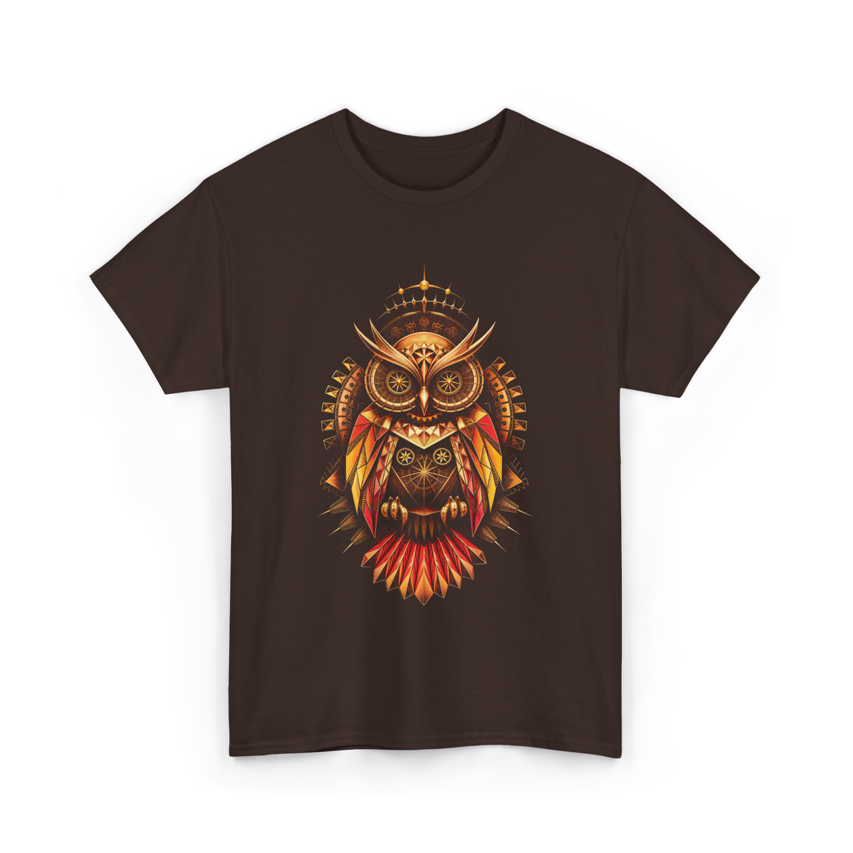 Mechanical Steampunk Owl Art T-Shirt - Dark Chocolate