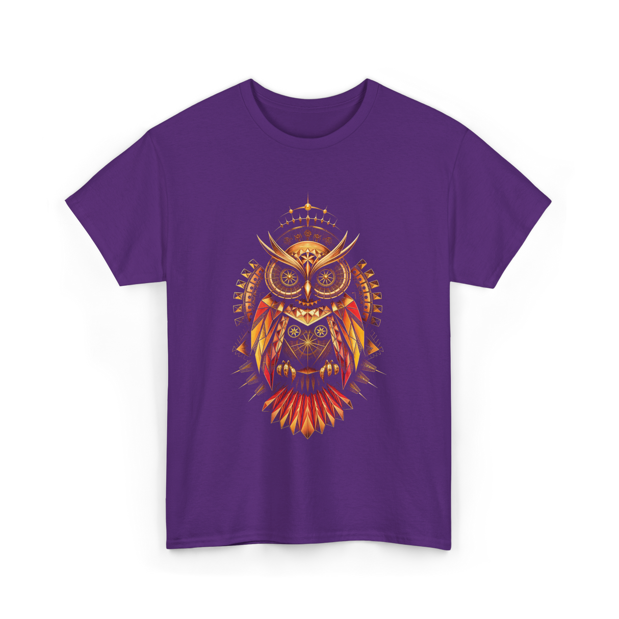 Mechanical Steampunk Owl Art T-Shirt - Purple