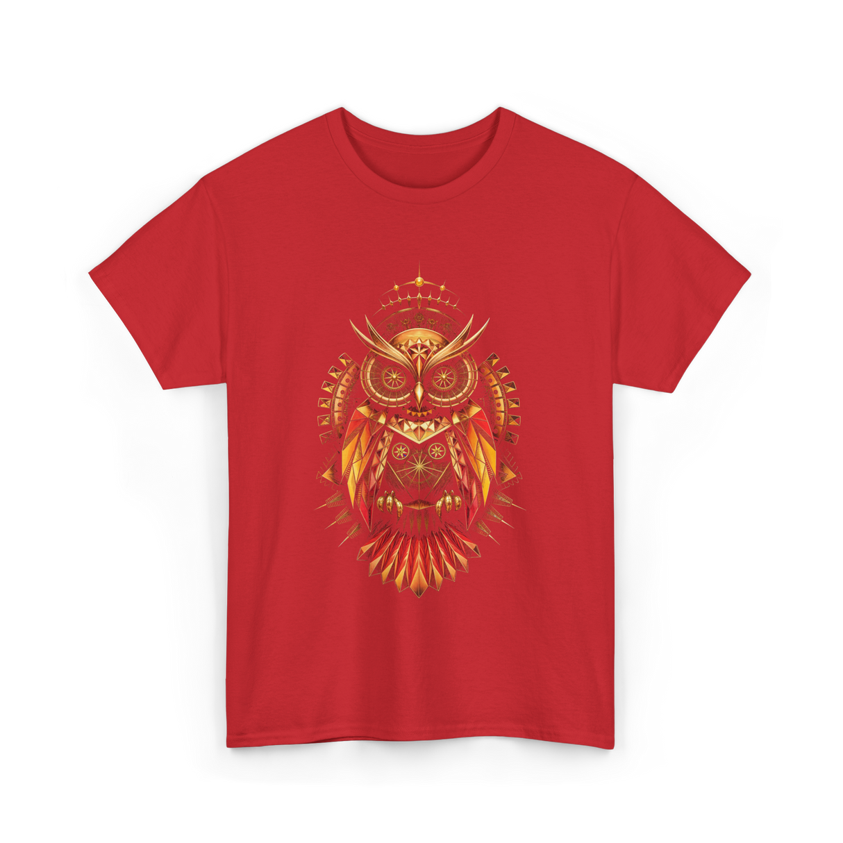 Mechanical Steampunk Owl Art T-Shirt - Red